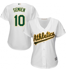 Women's Majestic Oakland Athletics #10 Marcus Semien Authentic White Home Cool Base MLB Jersey