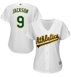 Women's Majestic Oakland Athletics #9 Reggie Jackson Authentic White Home Cool Base MLB Jersey