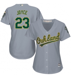 Women's Majestic Oakland Athletics #23 Matt Joyce Authentic Grey Road Cool Base MLB Jersey