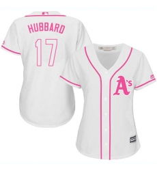 Women's Majestic Oakland Athletics #17 Glenn Hubbard Authentic White Fashion Cool Base MLB Jersey