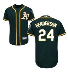 Men's Majestic Oakland Athletics #24 Rickey Henderson Green Alternate Flex Base Authentic Collection MLB Jersey