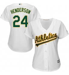 Women's Majestic Oakland Athletics #24 Rickey Henderson Authentic White Home Cool Base MLB Jersey