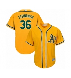 Youth Oakland Athletics #36 Terry Steinbach Authentic Gold Alternate 2 Cool Base Baseball Jersey