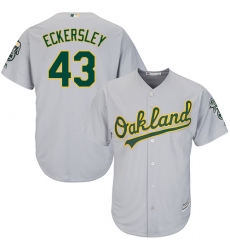 Youth Majestic Oakland Athletics #43 Dennis Eckersley Authentic Grey Road Cool Base MLB Jersey