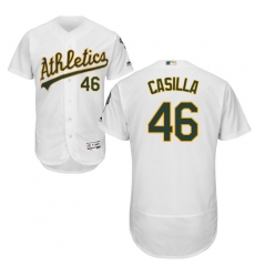 Men's Majestic Oakland Athletics #46 Santiago Casilla White Flexbase Authentic Collection MLB Jersey