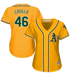 Women's Majestic Oakland Athletics #46 Santiago Casilla Replica Gold Alternate 2 Cool Base MLB Jersey