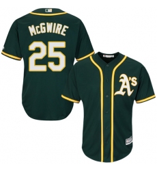 Youth Majestic Oakland Athletics #25 Mark McGwire Authentic Green Alternate 1 Cool Base MLB Jersey