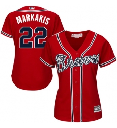 Women's Majestic Atlanta Braves #22 Nick Markakis Authentic Red Alternate Cool Base MLB Jersey