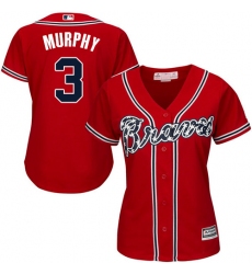 Women's Majestic Atlanta Braves #3 Dale Murphy Authentic Red Alternate Cool Base MLB Jersey