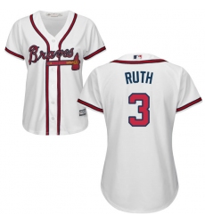 Women's Majestic Atlanta Braves #3 Babe Ruth Authentic White Home Cool Base MLB Jersey
