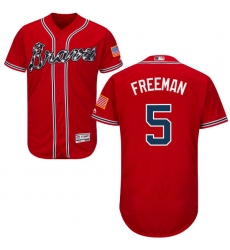 Men's Majestic Atlanta Braves #5 Freddie Freeman Red Alternate Flex Base Authentic Collection MLB Jersey