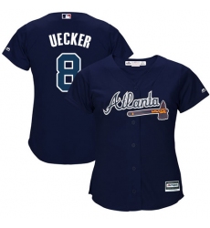 Women's Majestic Atlanta Braves #8 Bob Uecker Authentic Blue Alternate Road Cool Base MLB Jersey
