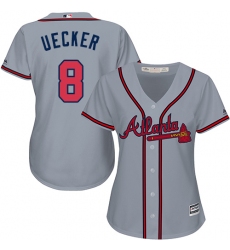 Women's Majestic Atlanta Braves #8 Bob Uecker Authentic Grey Road Cool Base MLB Jersey