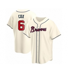 Women Bobby Cox #6 Atlanta Braves Cream Replica Alternate Jersey