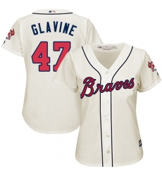 Women's Majestic Atlanta Braves #47 Tom Glavine Authentic Cream Alternate 2 Cool Base MLB Jersey