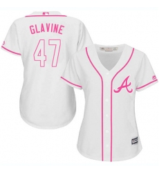 Women's Majestic Atlanta Braves #47 Tom Glavine Authentic White Fashion Cool Base MLB Jersey