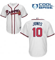 Youth Majestic Atlanta Braves #10 Chipper Jones Authentic White Home Cool Base MLB Jersey