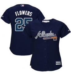 Women's Majestic Atlanta Braves #25 Tyler Flowers Authentic Blue Alternate Road Cool Base MLB Jersey