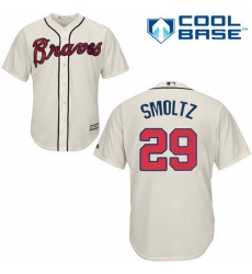 Youth Majestic Atlanta Braves #29 John Smoltz Authentic Cream Alternate 2 Cool Base MLB Jersey