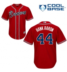 Men's Majestic Atlanta Braves #44 Hank Aaron Replica Red Alternate Cool Base MLB Jersey