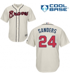 Men's Majestic Atlanta Braves #24 Deion Sanders Replica Cream Alternate 2 Cool Base MLB Jersey