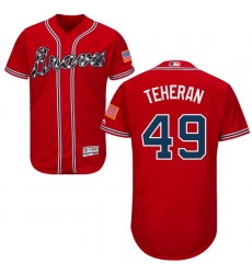 Men's Majestic Atlanta Braves #49 Julio Teheran Red Alternate Flex Base Authentic Collection MLB Jersey
