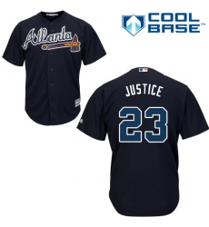 Men's Majestic Atlanta Braves #23 David Justice Replica Blue Alternate Road Cool Base MLB Jersey