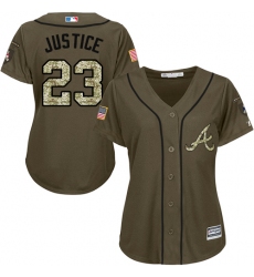 Women's Majestic Atlanta Braves #23 David Justice Authentic Green Salute to Service MLB Jersey