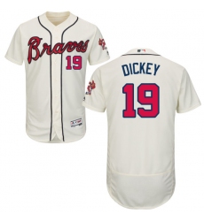 Men's Majestic Atlanta Braves #19 R.A. Dickey Cream Flexbase Authentic Collection MLB Jersey