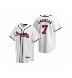 Men's Atlanta Braves #7 Dansby Swanson Nike White 2020 Replica Home Jersey