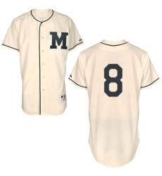Men's Majestic Milwaukee Brewers #8 Ryan Braun Authentic Cream 1913 Turn Back The Clock MLB Jersey