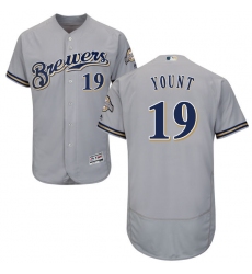 Men's Majestic Milwaukee Brewers #19 Robin Yount Grey Road Flex Base Authentic Collection MLB Jersey