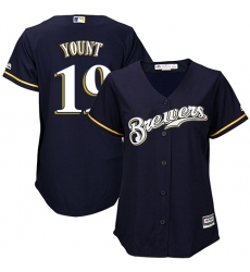 Women's Majestic Milwaukee Brewers #19 Robin Yount Replica Navy Blue Alternate Cool Base MLB Jersey