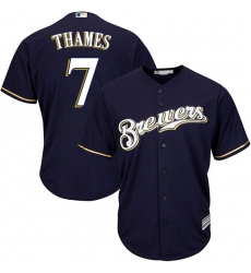 Youth Majestic Milwaukee Brewers #7 Eric Thames Replica Navy Blue Alternate Cool Base MLB Jersey