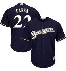 Men's Majestic Milwaukee Brewers #22 Matt Garza Replica Navy Blue Alternate Cool Base MLB Jersey