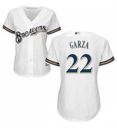 Women's Majestic Milwaukee Brewers #22 Matt Garza Replica White Home Cool Base MLB Jersey