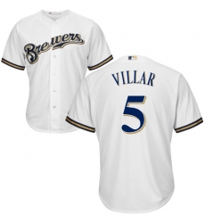 Youth Majestic Milwaukee Brewers #5 Jonathan Villar Replica White Home Cool Base MLB Jersey