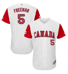 Men's Canada Baseball Majestic #5 Freddie Freeman White 2017 World Baseball Classic Authentic Team Jersey