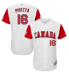 Men's Canada Baseball Majestic #16 Nick Pivetta White 2017 World Baseball Classic Authentic Team Jersey