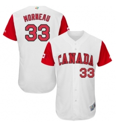 Men's Canada Baseball Majestic #33 Justin Morneau White 2017 World Baseball Classic Authentic Team Jersey