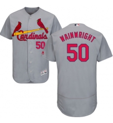 Men's Majestic St. Louis Cardinals #50 Adam Wainwright Grey Road Flex Base Authentic Collection MLB Jersey
