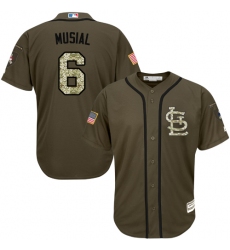 Men's Majestic St. Louis Cardinals #6 Stan Musial Authentic Green Salute to Service MLB Jersey