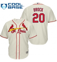 Youth Majestic St. Louis Cardinals #20 Lou Brock Authentic Cream Alternate Cool Base MLB Jersey
