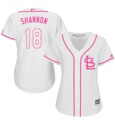 Women's Majestic St. Louis Cardinals #18 Mike Shannon Authentic White Fashion Cool Base MLB Jersey
