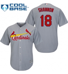Youth Majestic St. Louis Cardinals #18 Mike Shannon Authentic Grey Road Cool Base MLB Jersey