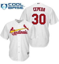 Youth Majestic St. Louis Cardinals #30 Orlando Cepeda Authentic White Home Cool Base MLB Jersey