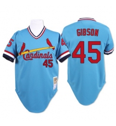 Men's Mitchell and Ness St. Louis Cardinals #45 Bob Gibson Authentic Blue Throwback MLB Jersey