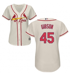 Women's Majestic St. Louis Cardinals #45 Bob Gibson Authentic Cream Alternate Cool Base MLB Jersey