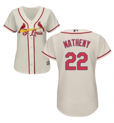 Women's Majestic St. Louis Cardinals #22 Mike Matheny Authentic Cream Alternate Cool Base MLB Jersey