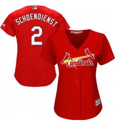 Women's Majestic St. Louis Cardinals #2 Red Schoendienst Replica Red Alternate Cool Base MLB Jersey